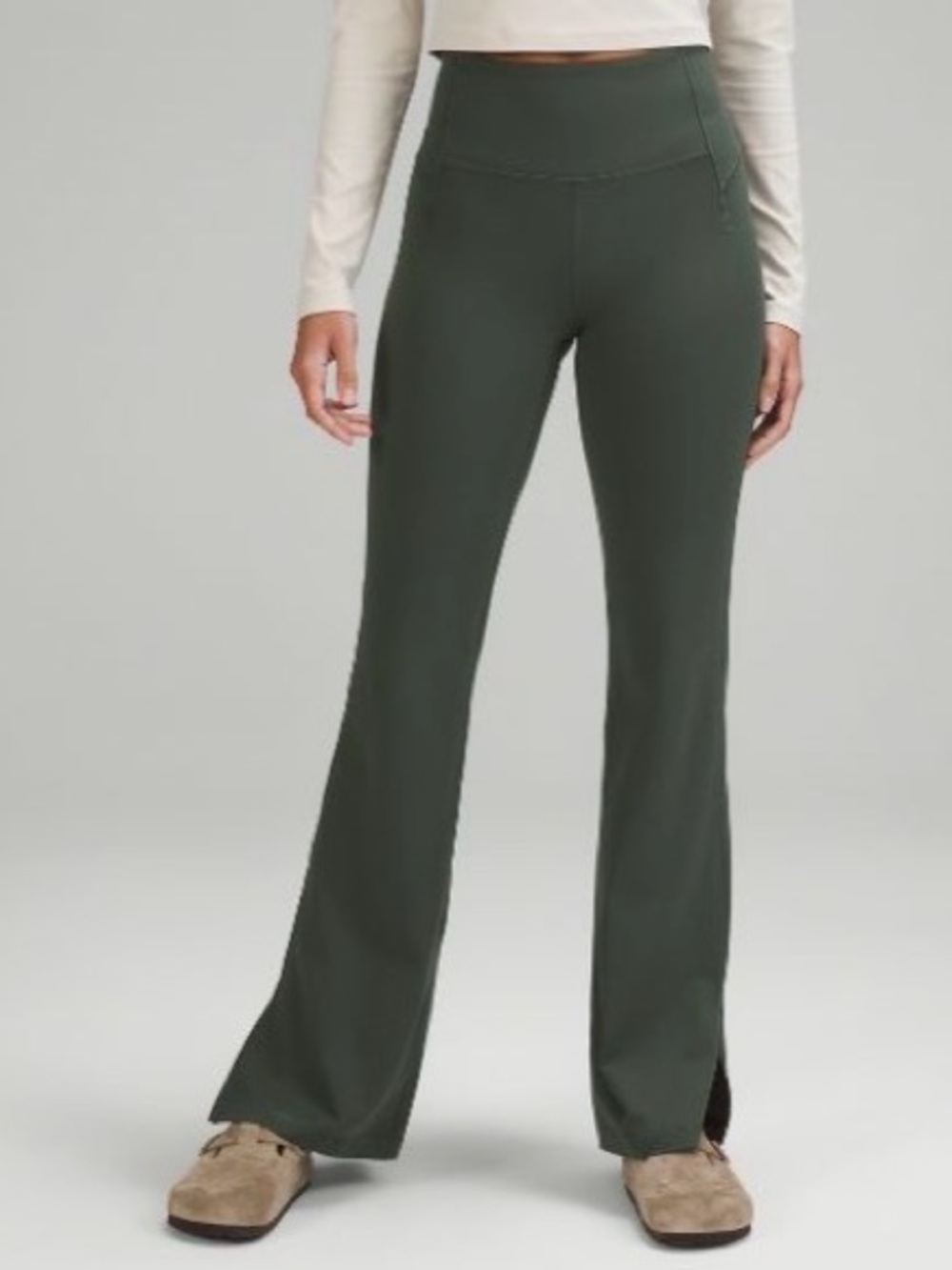 Lululemon Groove Super-High-Rise Split-Hem Flared Pant Nulu Smoked Spruce Green
